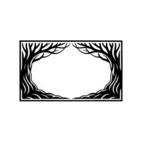 Ethereal Forest Frame, Minimalist Silhouette, Moody Backdrop vector