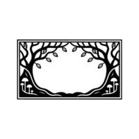 Enchanted Forest Frame, Stylized Woodland Border vector