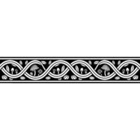 Intricate Black and White Border, Mushroom Floral Motif vector