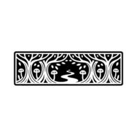 Mystical Forest Emblem, Art Deco Style vector