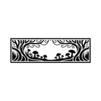 Intricate Forest Border, Stylized Mushroom Illustration vector