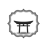 Minimalist Torii Gate Emblem, Serene Japanese Symbol vector