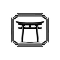 Japanese Torii Gate Emblem, Minimalist - Japan vector