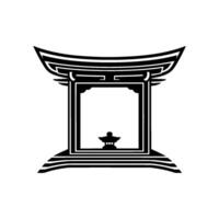 Minimalist Torii Gate Emblem, Tranquil Japanese Symbol vector