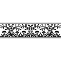 Stylized Forest Border, Black and White Botanical Illustration, Trees vector