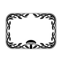 Art Nouveau Frame with Mushroom Illustration - Elegant Border vector