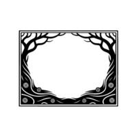 Stylized Black White Tree Frame, Ethereal Woodland vector