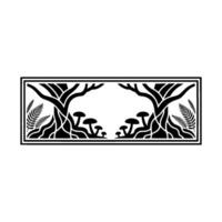 Botanical Border, Forest Silhouette, Minimalist vector
