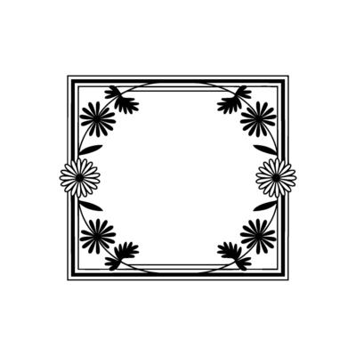Elegant Floral Frame, Vintage Botanical Illustration - Geometric