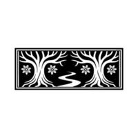 Stylized Tree Stream Emblem, Vintage Botanical Illustration vector
