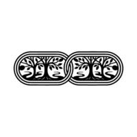 Intricate Double Tree Emblem, Vintage Botanical vector