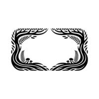 Enchanted Forest Frame Stylized Black White Botanical Border vector