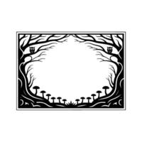 Enchanted Forest Frame Owls, Mushrooms, and Mystical Woodland vector