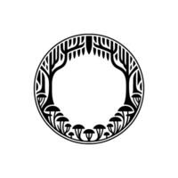 Intricate Circle Frame, Mythical Trees Mushrooms vector