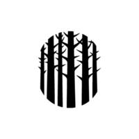 Minimalist Forest Silhouette, Circular Emblem - Trees - Nature vector