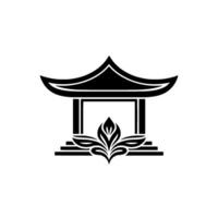 Elegant Pavilion Emblem, Minimalist Asian vector