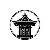 Japanese Temple Emblem, Minimalist, Serene Symbol, Circle vector