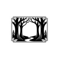 Ethereal Forest Path, Geometric Silhouette vector