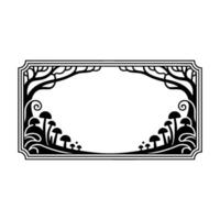 Enchanted Forest Frame, Art Nouveau Botanical Border, Mushrooms vector