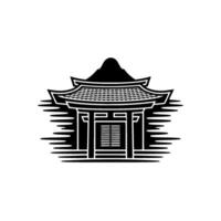 Stylized Japanese Pagoda Emblem, Minimalist vector