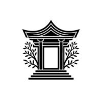 Emblematic Asian Pavilion, Minimalist Silhouette vector