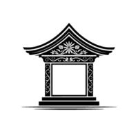 Elegant Japanese Pagoda Frame, Minimalist vector