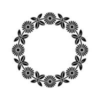 Stylized Floral Wreath, Minimalist, Circular Frame - Botanical - Circle vector