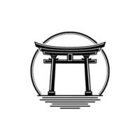 Japanese Torii Gate Emblem, Serene Symbolism vector