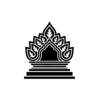 Intricate Temple Crest Black Silhouette on Neutral Background vector