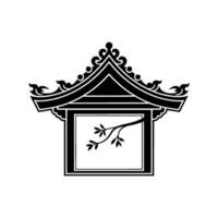 Elegant Japanese Pavilion Silhouette, Minimalist vector