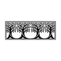 Stylized Tree Border, Elegant Black White, Trees vector
