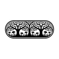 Intricate Forest Emblem, Symbolic Growth, Dark Botanical vector