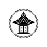 Minimalist Japanese Pagoda Emblem, Serene Reflection vector