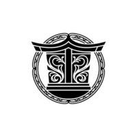 Intricate Tribal Emblem, Vintage Style, Symbolic Shield vector