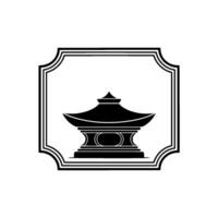 Geometric Pagoda Emblem, Minimalist, Frame vector