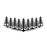 Minimalist Forest Silhouette, Tranquil Wilderness Emblem, Trees vector