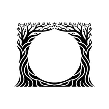 Intertwined Trees A Circular Emblem of Growth and Connection vector