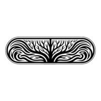 Abstract Tree Silhouette, Tribal Wave, Minimalist Emblem vector
