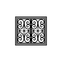 Intricate Black Ornamental Square Motif, Vintage vector