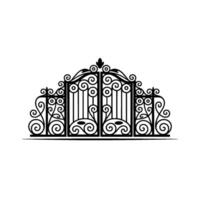 Intricate Black Iron Gate Elegant Entrance vector