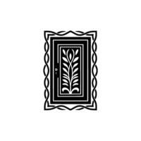 Intricate Black Frame, Botanical Motif, Vintage vector