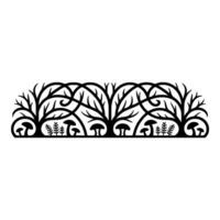 Intricate Forest Border, Stylized Black White vector