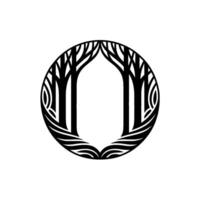 Stylized Tree Circle Emblem, Organic Growth Symbol vector