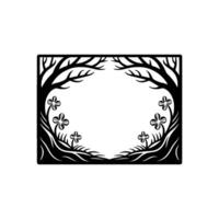 Elegant Blackwood Frame, Botanical Silhouette, Minimalist vector