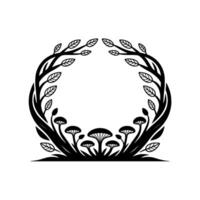 Botanical Emblem, Circular Frame, Forest Motif, Minimalist vector