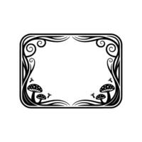 Art Nouveau Mushroom Frame, Whimsical Forest Border vector