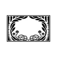 Stylized Black White Botanical Frame, Ethereal Forest Motif vector