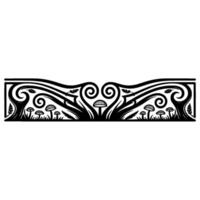 Intricate Forest Border, Decorative Mushroom Motif vector