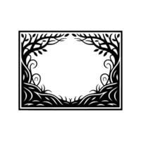 Blackline Illustration Branching Frame, Natural Border vector