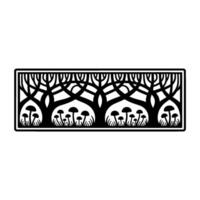 Intricate Forest Border, Stylized Mushroom Motif - Decorative vector